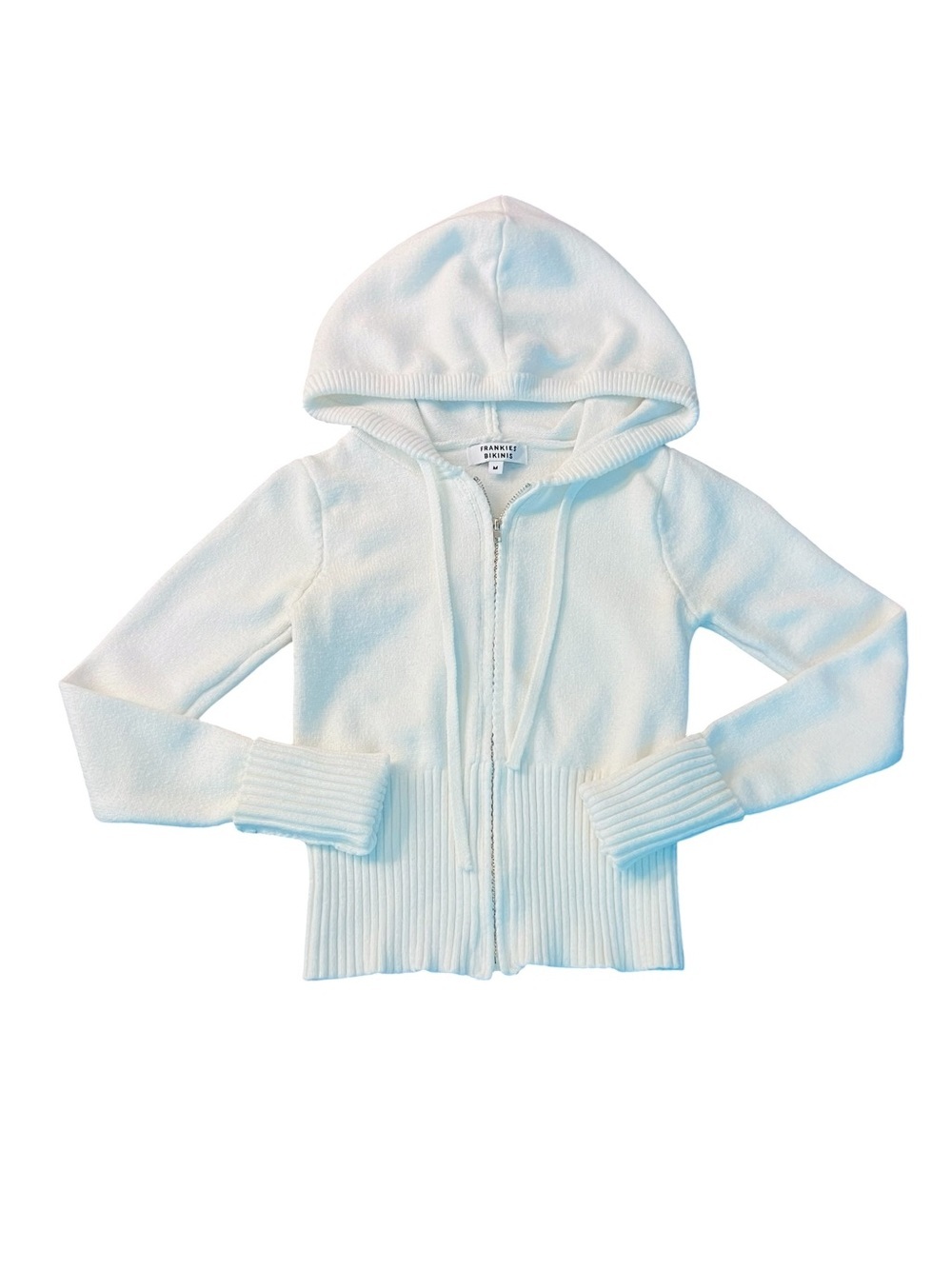 Frankie's Bikinis White Hooded Knit Zip Cardigan for Kids Size Medium
